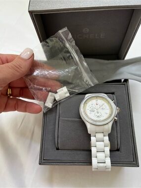 Michele White Ceramic Chronograph Watch